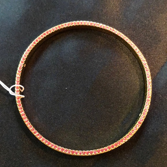🎉HP🎉 Kate Spade Hot Pink/Gold Rhinestone Enamel Bangle Bracelet NWT - Picture 4 of 7